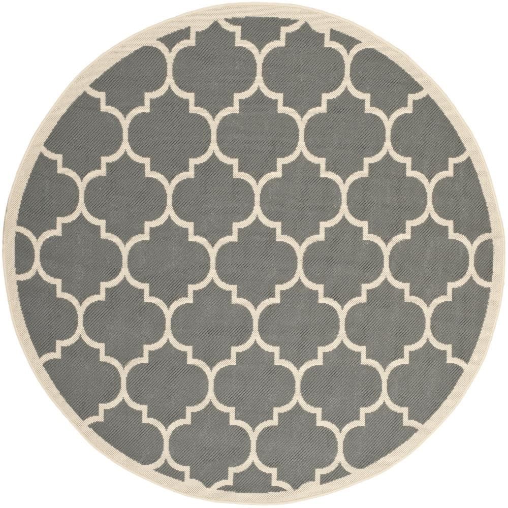 Safavieh Courtyard Omao 8 X 8 (ft) Anthracite/Beige Round Indoor
