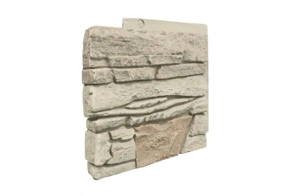 GenStone Stacked Stone Corner Panel Left 0.98-sq ft Vanilla Bean Faux ...