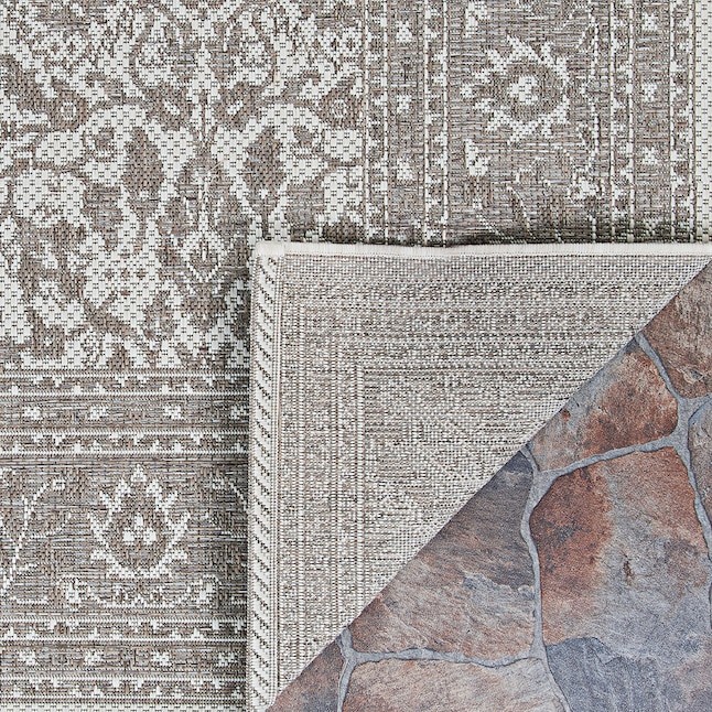 Couristan 7 x 10 Mushroom Indoor/Outdoor Floral/Botanical Area Rug in