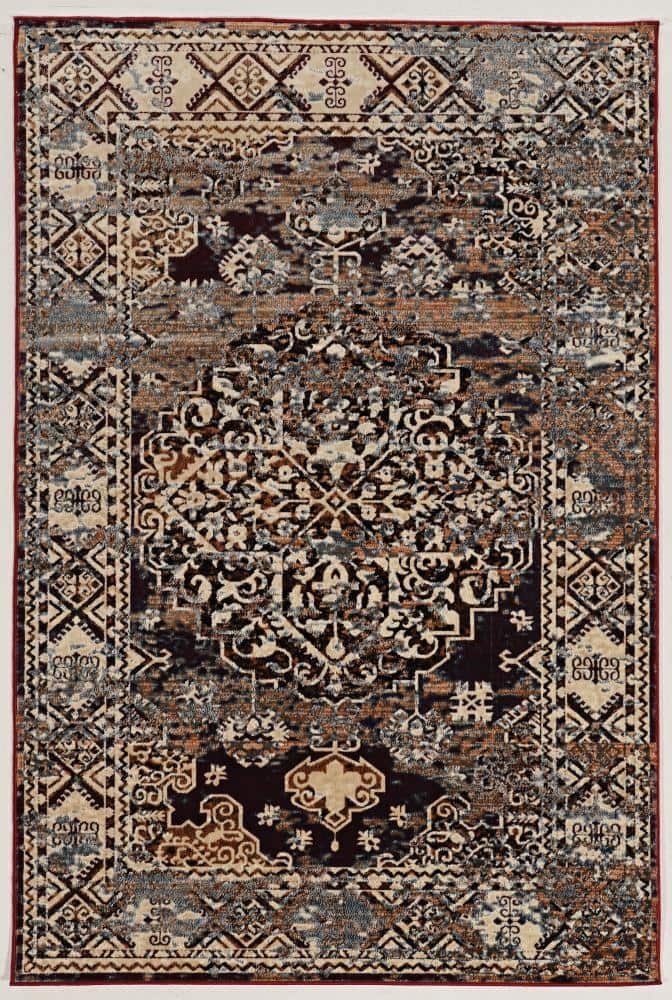 Linon Vintage 5 x 8 Blue Indoor Distressed/Overdyed Area Rug