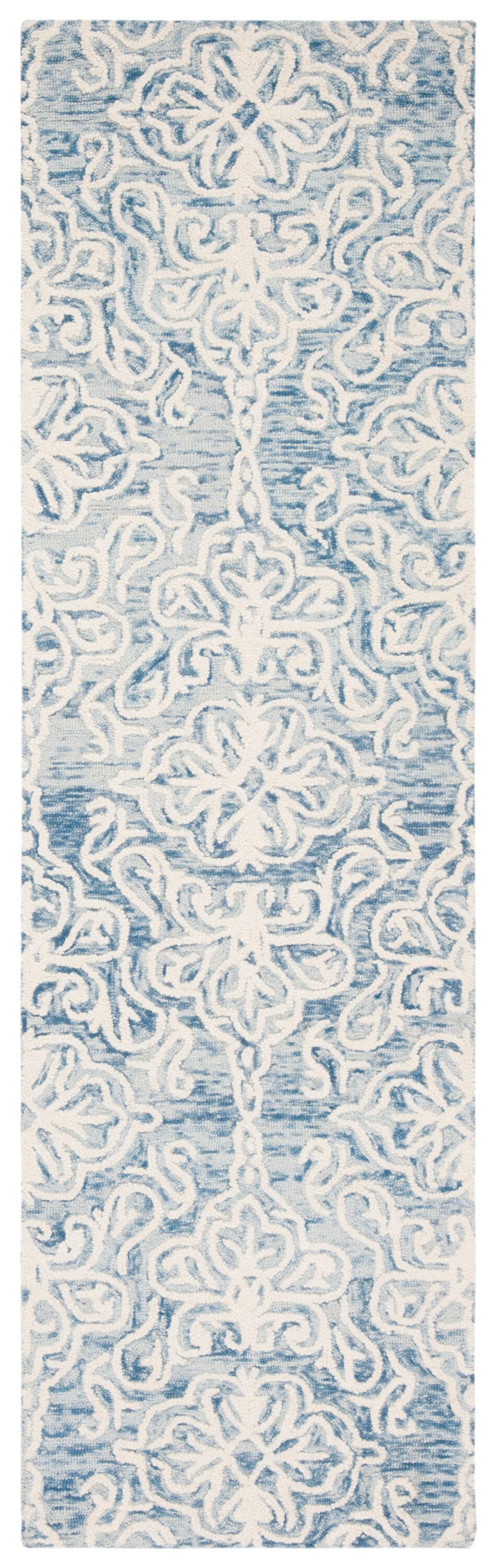 Safavieh Blossom Mahalia 2 x 12 Wool Blue/Ivory Indoor Damask Farmhouse