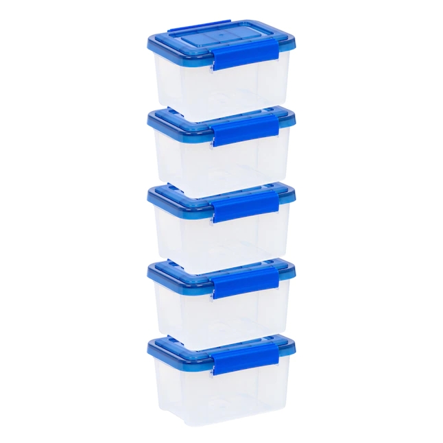 IRIS 44 qt. Clear Plastic Storage Boxes in Blue Lid 500194 - The