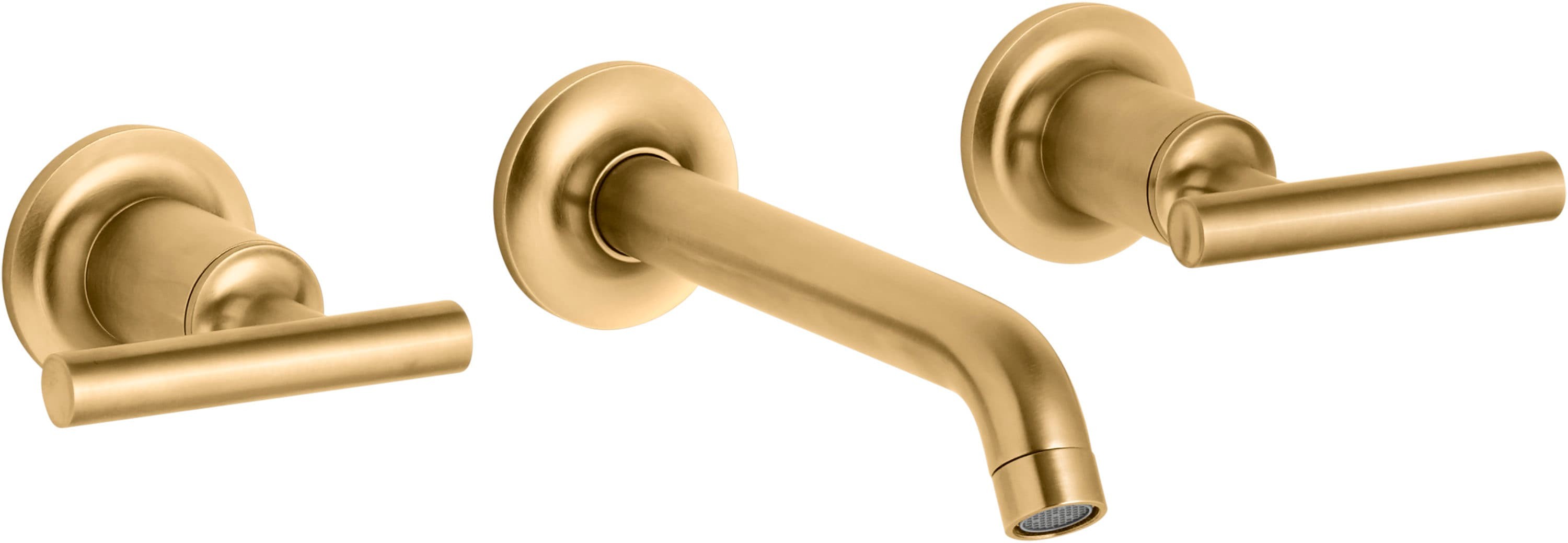Kohler Purist Wall-Mount Lavatory Faucet Trim – Dual Lever Handles, 6.25" Spout, Matte Black