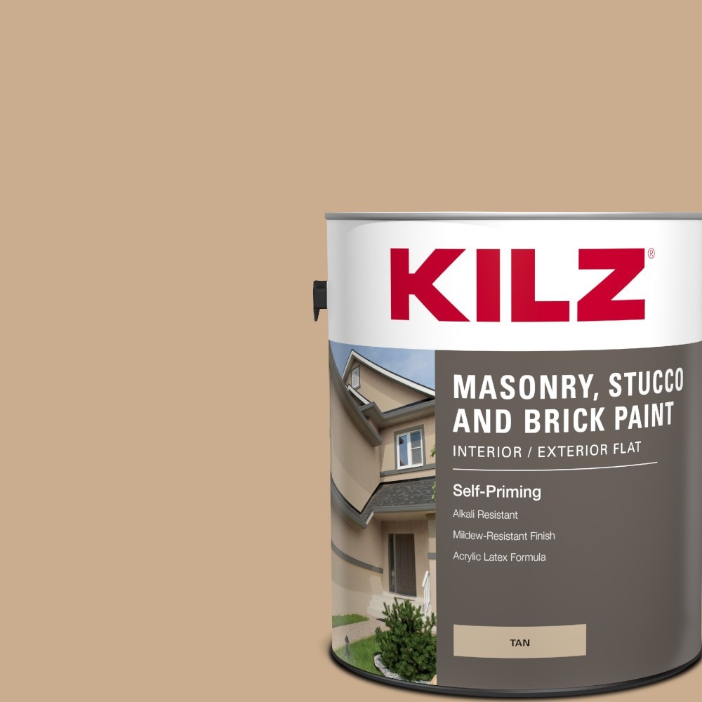 KILZ Masonry Stucco and Brick Flat Tan Latex Exterior Paint (1Gallon) L341111 Best Deals and