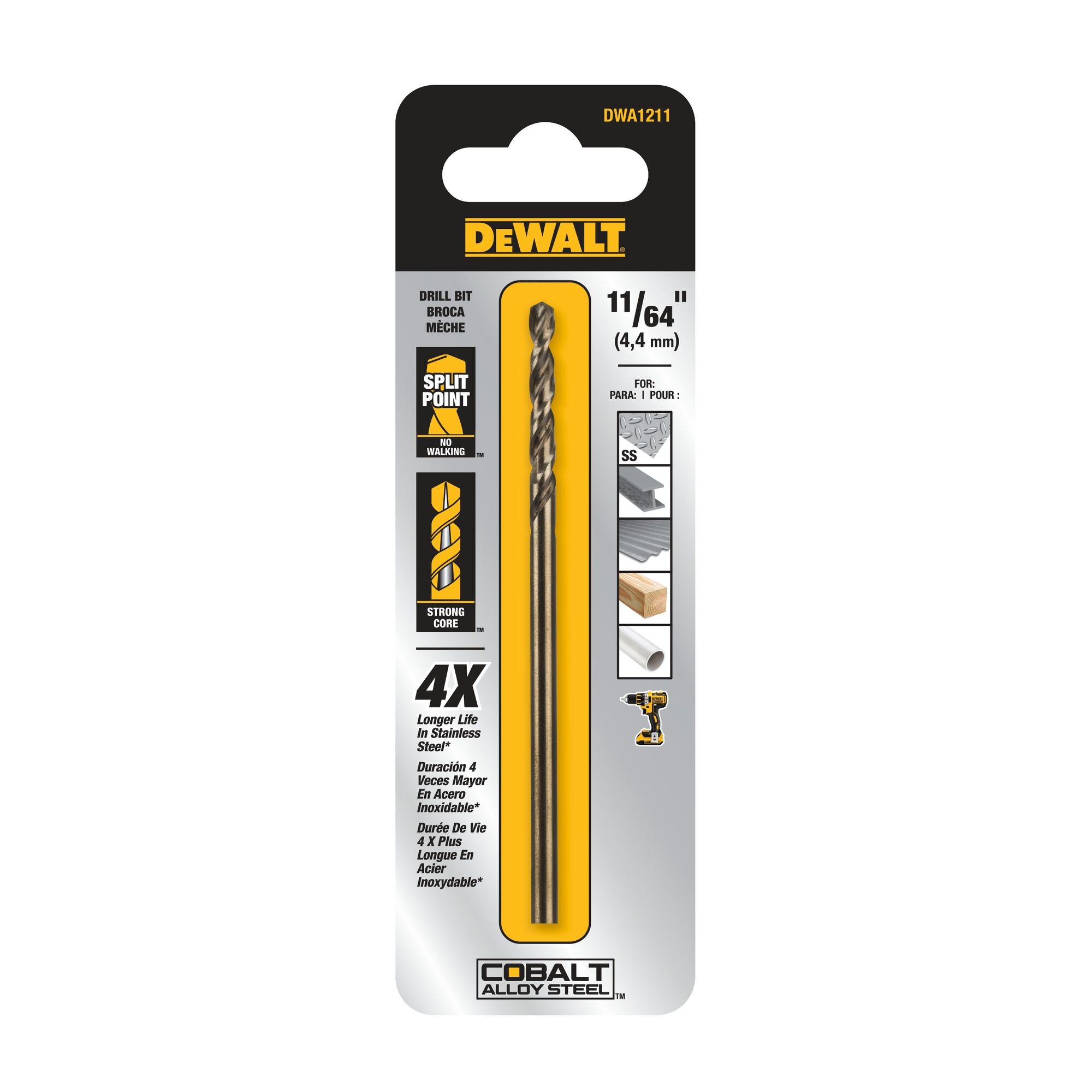 DEWALT 11/64in 315/16in Cobalt Alloy Steel Jobber Length Twist Drill