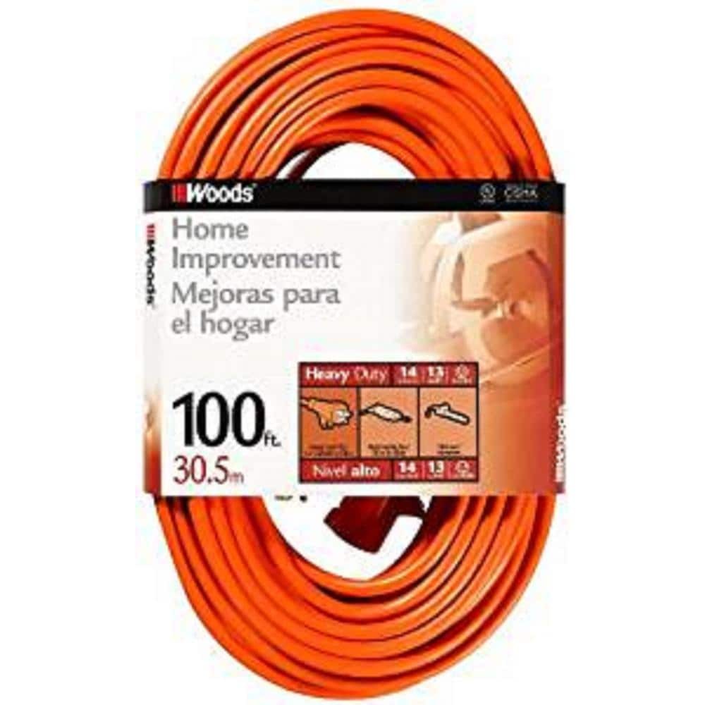 Woods 100ft 14/3Prong Outdoor Sjtw Medium Duty General Extension Cord