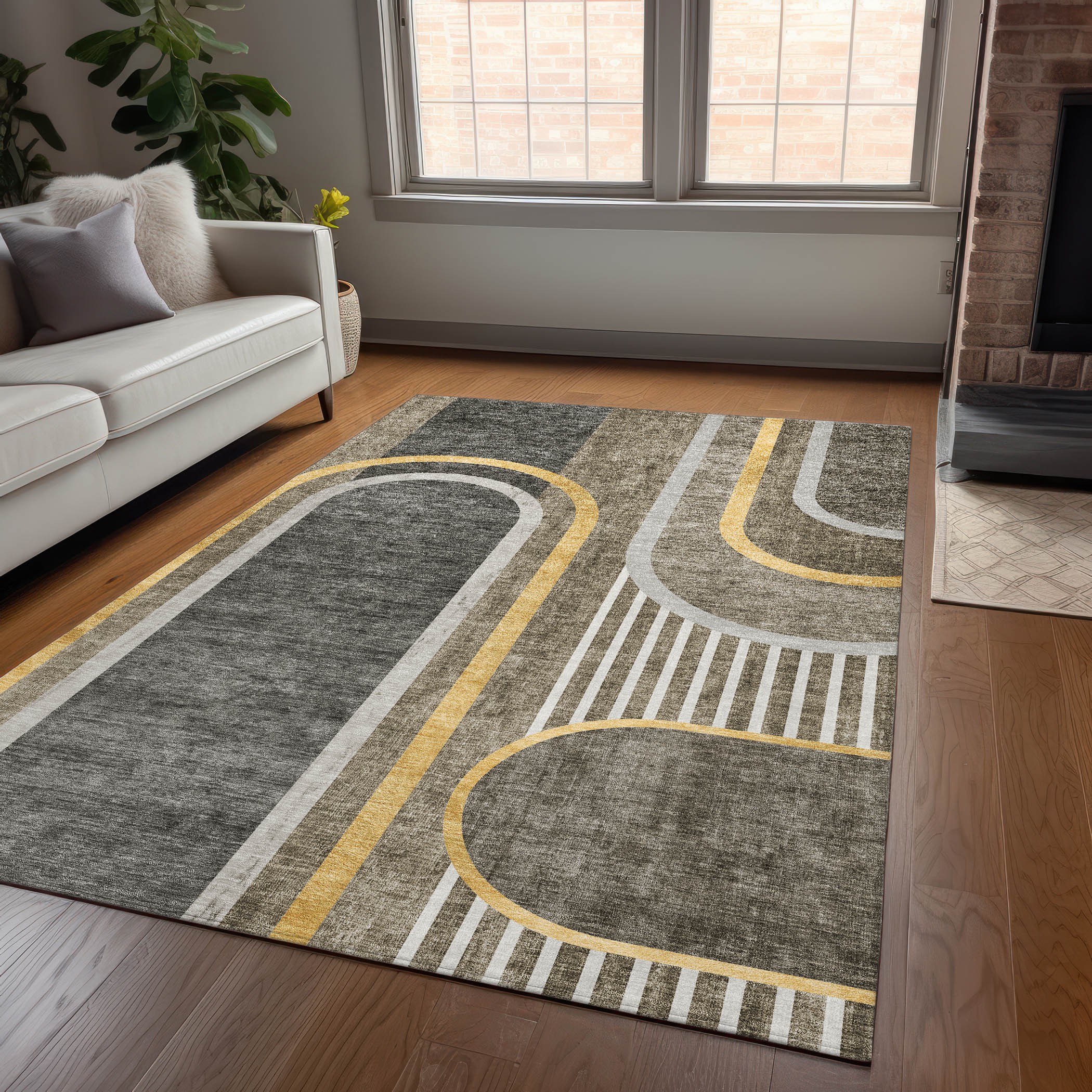 Addison Rugs Chantille 8 X 10 (ft) Taupe Indoor/Outdoor Stripe Mid