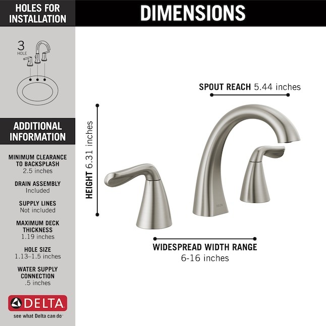 Delta Arvo Spotshield Brushed Nickel 2-handle Widespread WaterSense ...