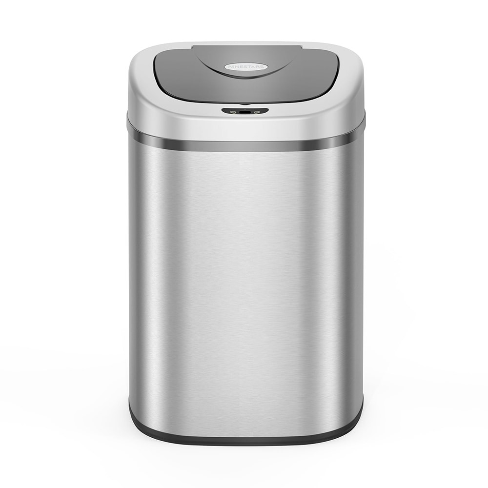 NINESTARS Motion Sensor Trash Can Commercial Stainless Steel Hands