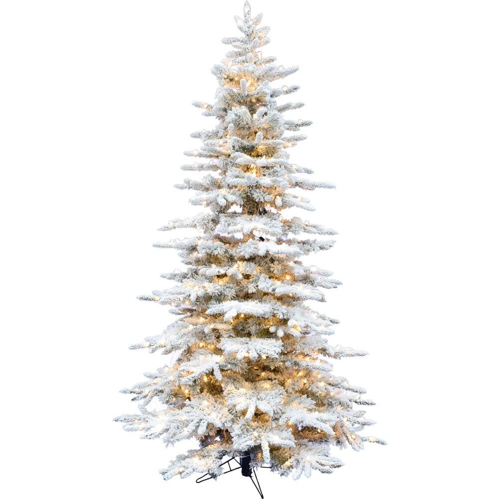 Fraser Hill Farm 7.5ft Mountain Pine Prelit Flocked Artificial