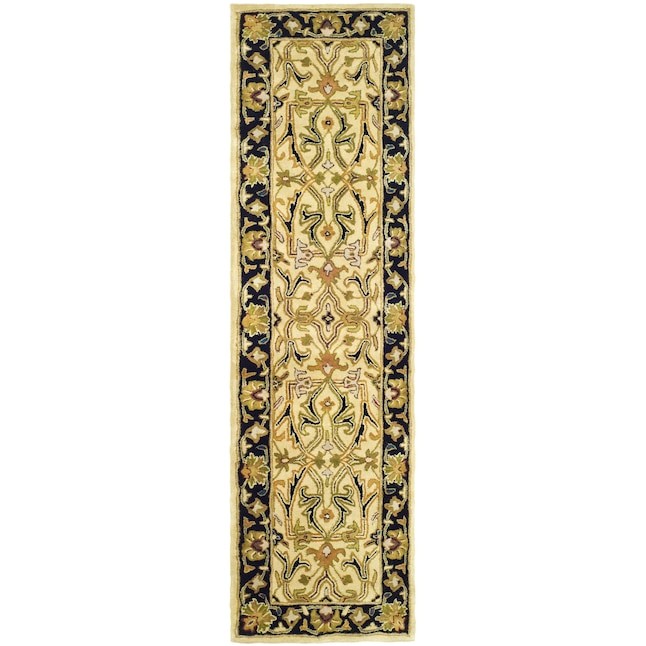 Safavieh 2 x 8 Wool Ivory/Black Indoor Floral/Botanical Oriental Runner