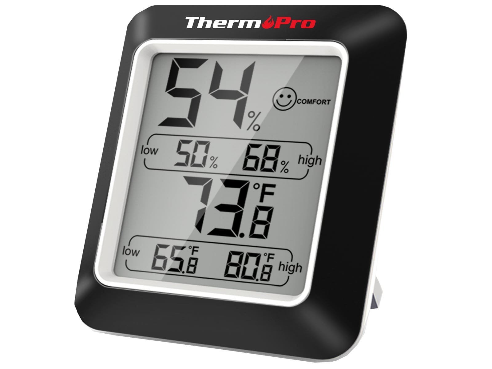 ThermoPro Digital Wireless Indoor or Outdoor Black Hygrometer and ...