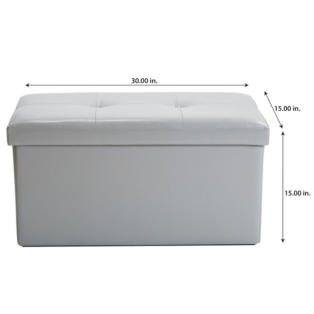 Simplify Casual Gray Faux Leather Storage Ottoman F0630GREY Best Deals and Price History at