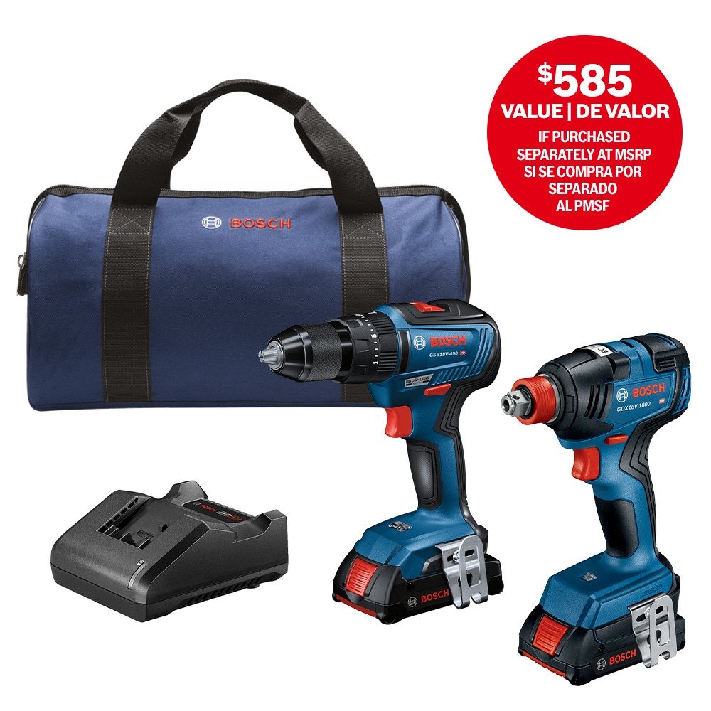 Bosch 2-Tool Brushless Power Tool Combo Kit With Soft Case (2-Batteries ...