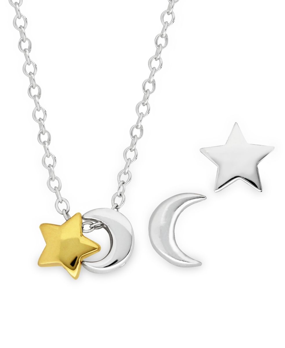 3.5mm Opal and 1/6 CT. T.W. Diamond Sun and Crescent Moon with Star Station  Necklace in 10K Gold