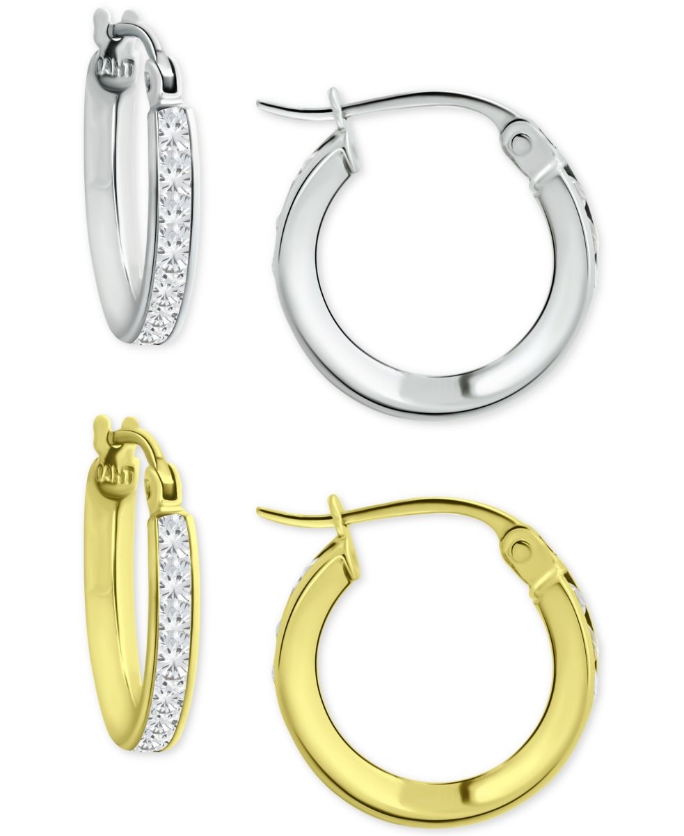 Giani Bernini 3-Pc. Set Cubic Zirconia Stud & Polished Hoop Earrings in  Sterling Silver, Created for Macy's