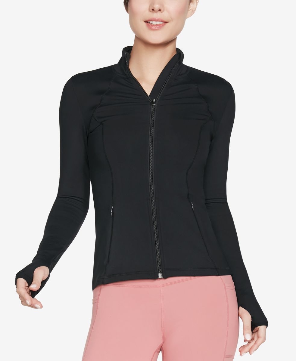Avia Women's Active Full Zip Long Sleeve Jacket with Thumbholes and Sport  Watch Opening 