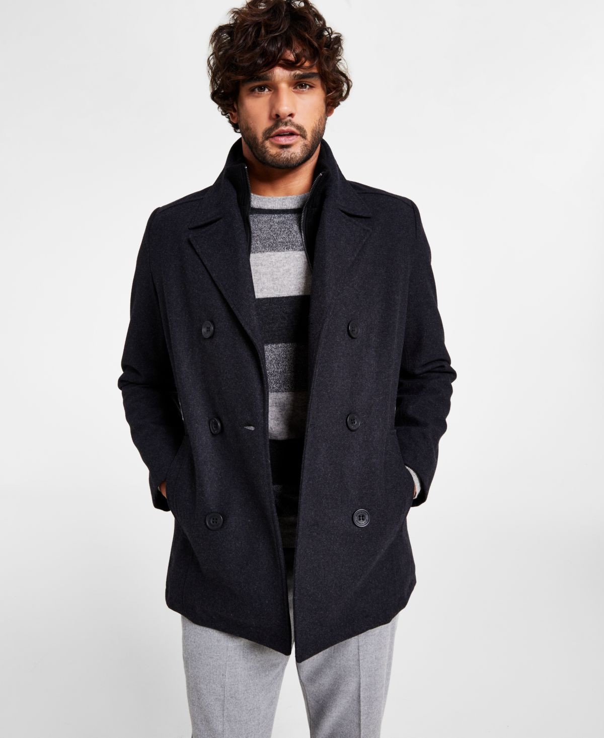 Men's Brown Designer Men's Wool Men's Peacoat Sale Wool Blend Double Breasted