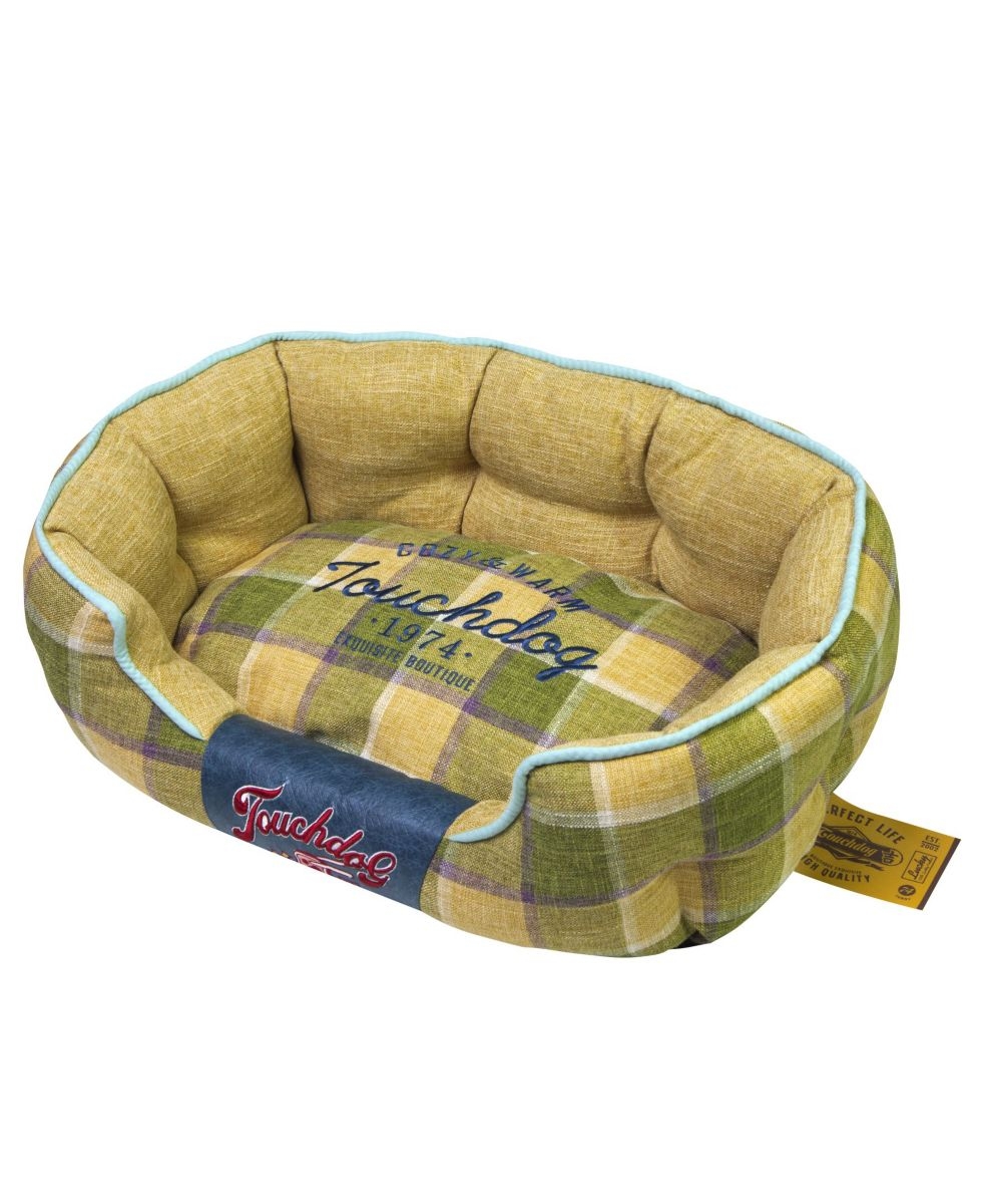 'Archi-Checked' Designer Plaid Oval Dog Bed Medium Best Deals and Price ...