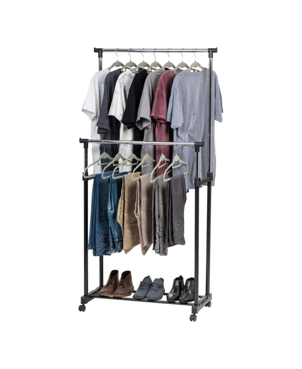 USA Adjustable Double Rod Clothes Rack, Garment Rack, Clothing Rack ...