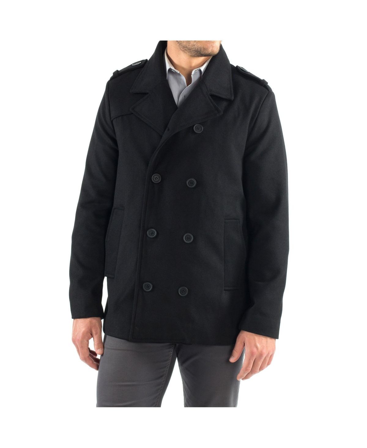 Jake Mens Pea Coat Wool Blend Double Breasted Dress Jacket Peacoat ...