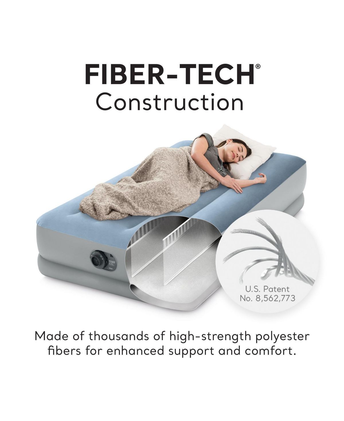 IntexDura Beam Plus MidRise Comfort 14" Twin Air Mattress with Built