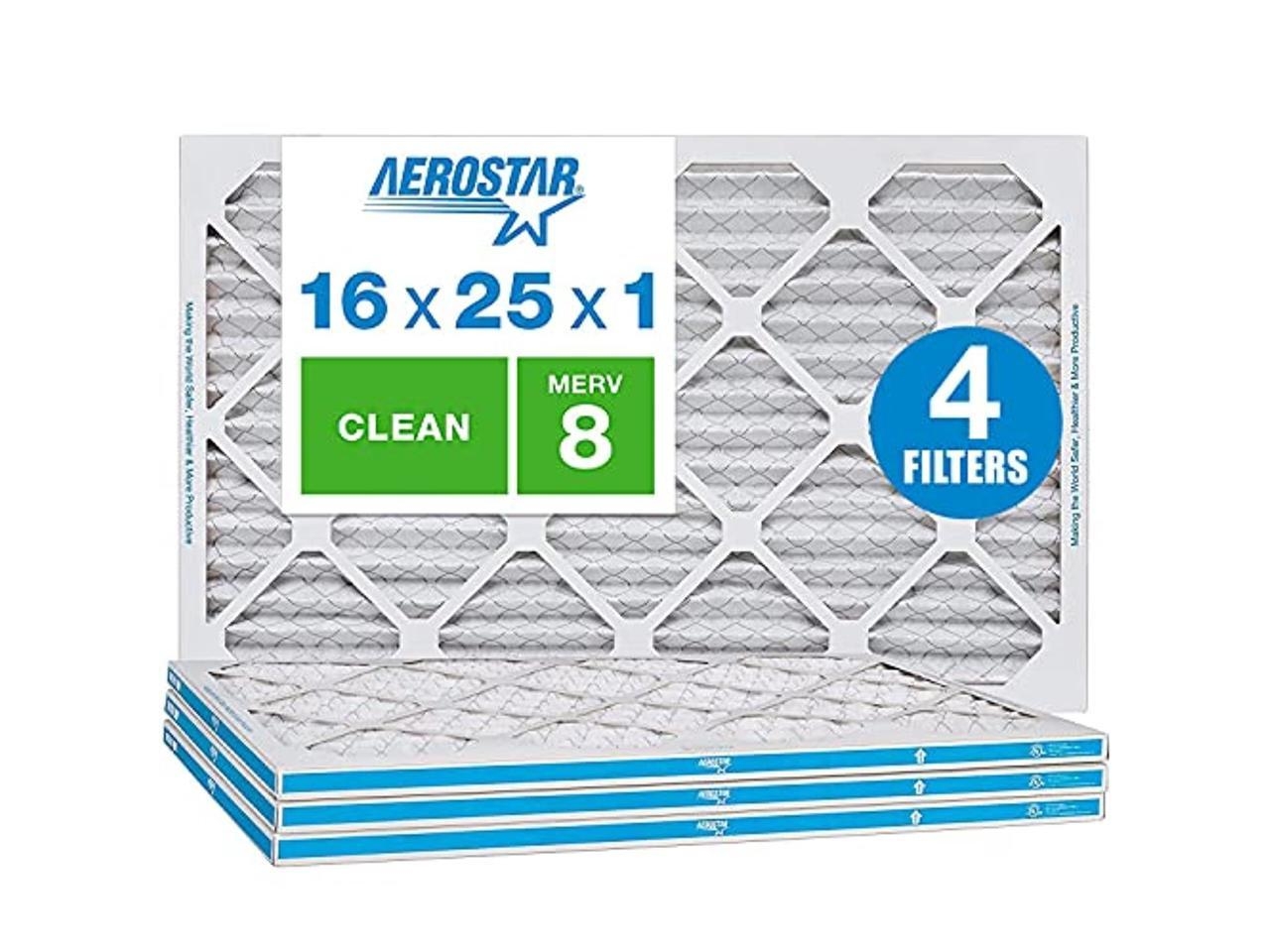 aerostar 16x25x1 merv 8 pleated air filter, ac furnace air filter, 4