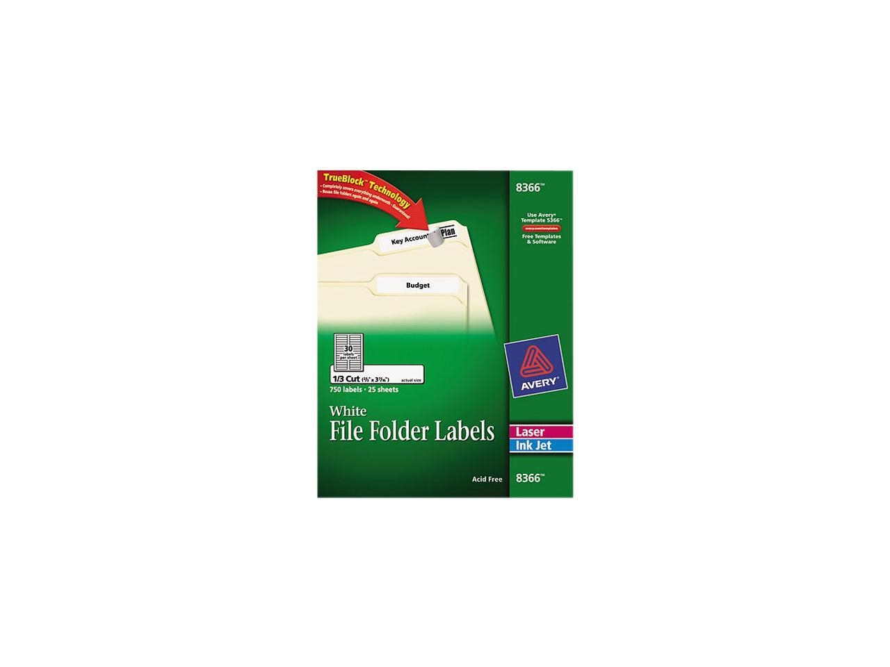 Avery 8366 Permanent SelfAdhesive Laser/Inkjet File Folder Labels, White, 750/Pack Die besten