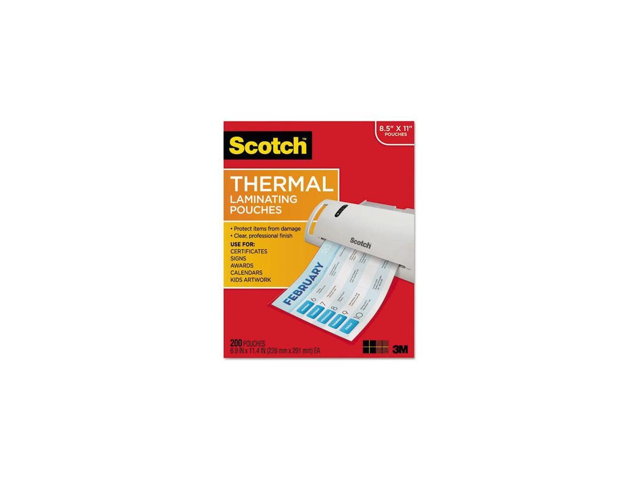3M Scotch® Letter Size Thermal Laminating Pouches, 3 Mil, 11 2/5 X 8 9/10, 200 Per Pack
