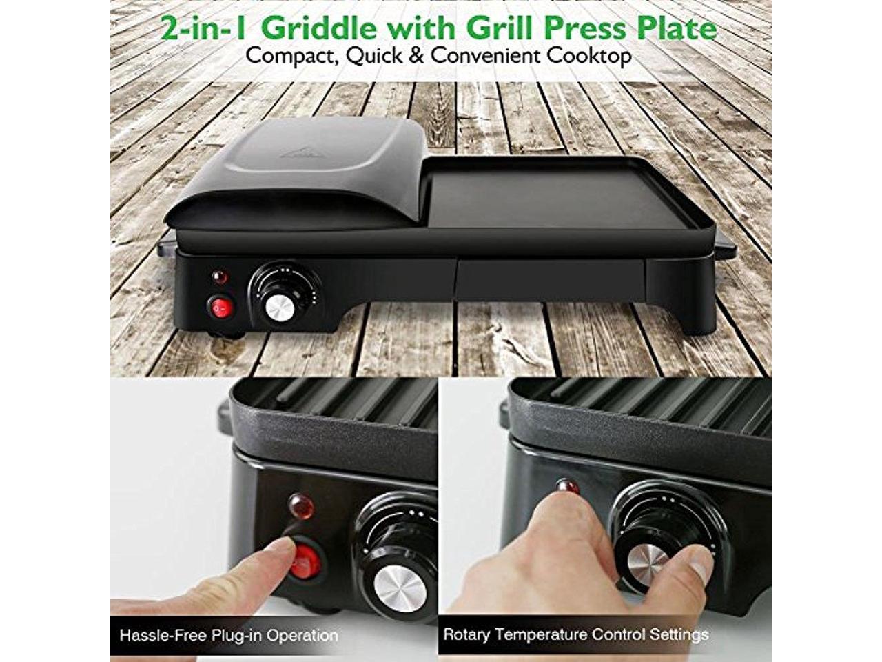 NutriChef Electric Griddle Dual Hot Plate Cooktop Crepe Maker with
