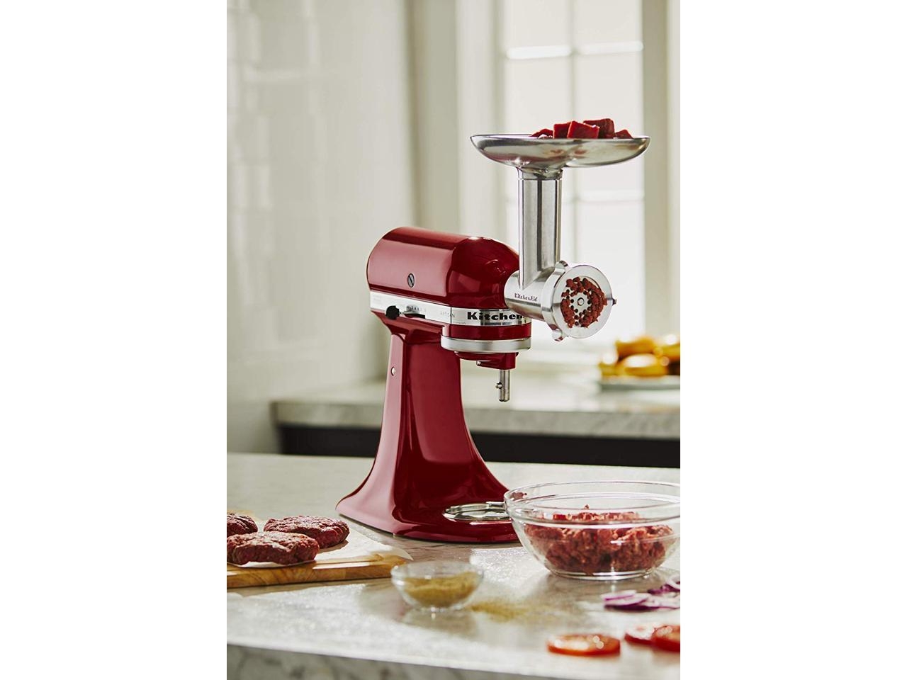 KitchenAid KSMMGA Metal Food Grinder Attachment 2.5 lb. Silver Meat Die