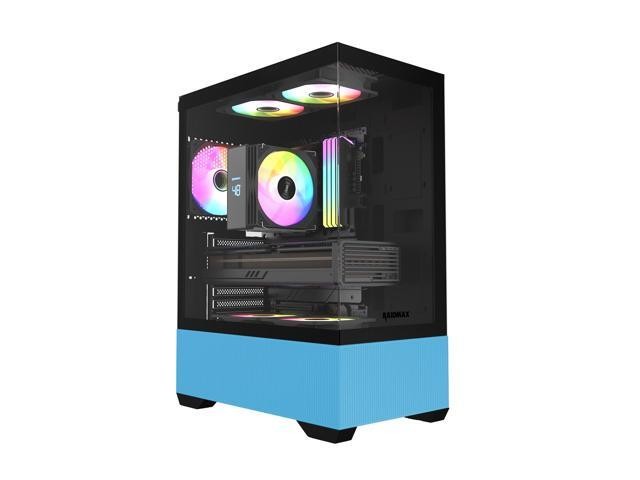 RAIDMAX i802 VIBE Blue Compact ATX Gaming PC Case, 5x Fixed RGB Fans ...