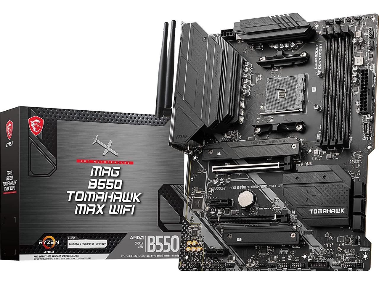 MSI MAG B550 TOMAHAWK MAX WIFI, AMD B550 ATX AM4, 4 Dimm DDR4, PCIE 4.0 ...