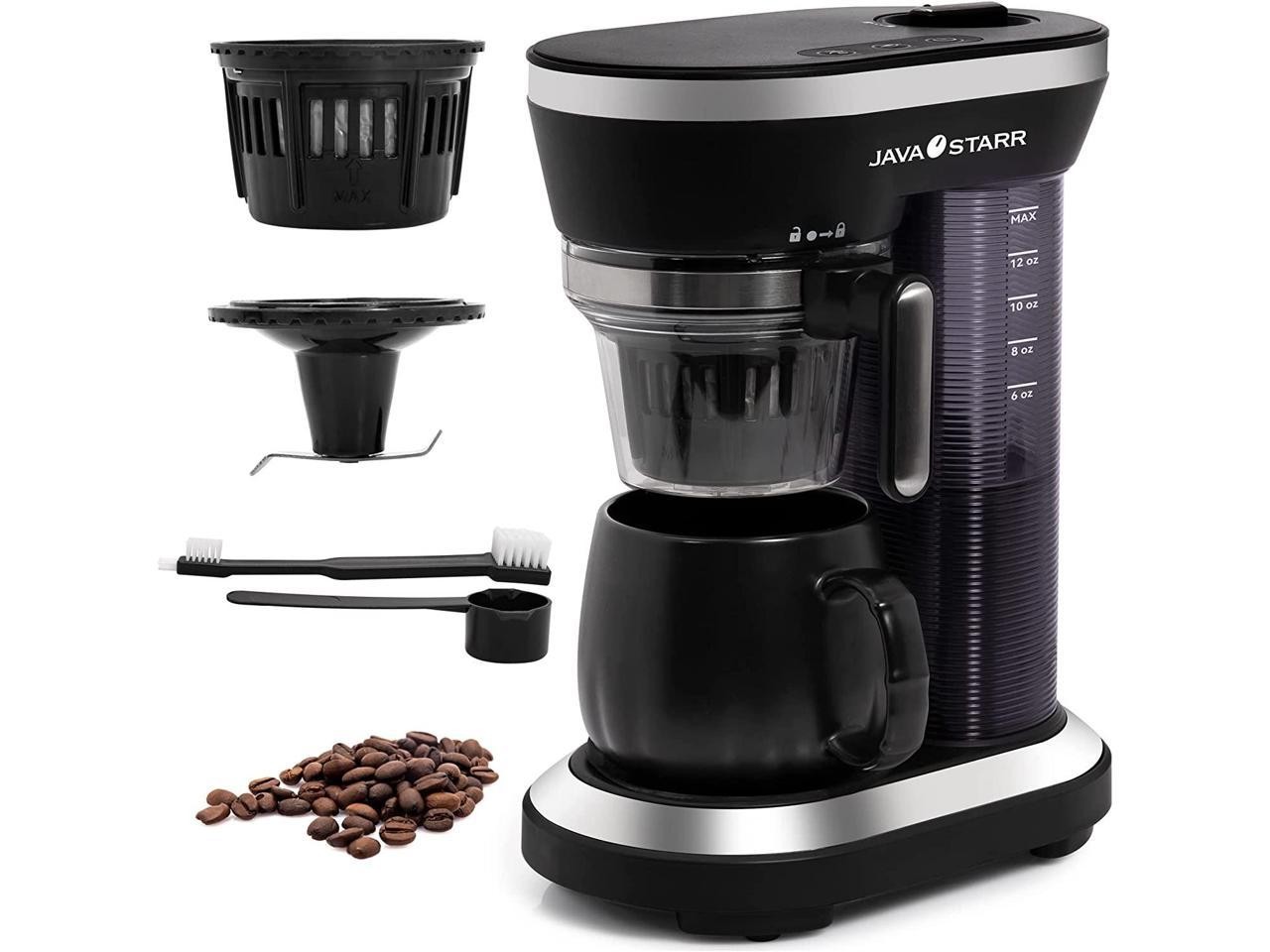 Bean to Cup Grind and Brew Coffee Maker, 2-in-1 One Cup Coffee Machine ...