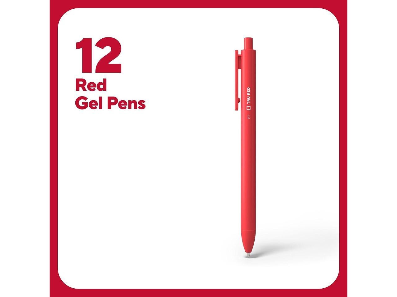 TRU RED Retractable Quick Dry Gel Pens Med Point 0.7mm Red Dozen ...