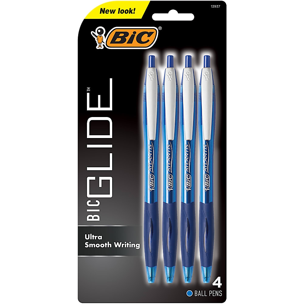 Mejores ofertas e historial de precios de BIC® Glide Retractable Ballpoint  Pens, Medium Point, 1.0 mm, Blue Barrel, Blue Ink, Pack Of 4 Pens en