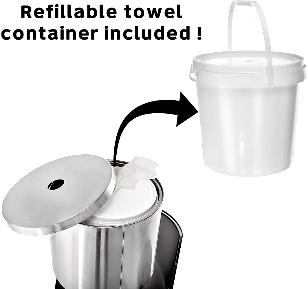 Alpine StainlessSteel Gym Wet Wipe Dispenser With BuiltIn Trash Can