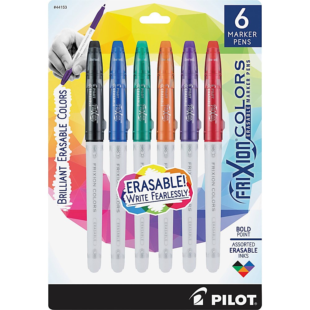 Pilot FriXion Colors Erasable Marker Pens, Bold Point, Assorted Ink, Dozen  (44155)