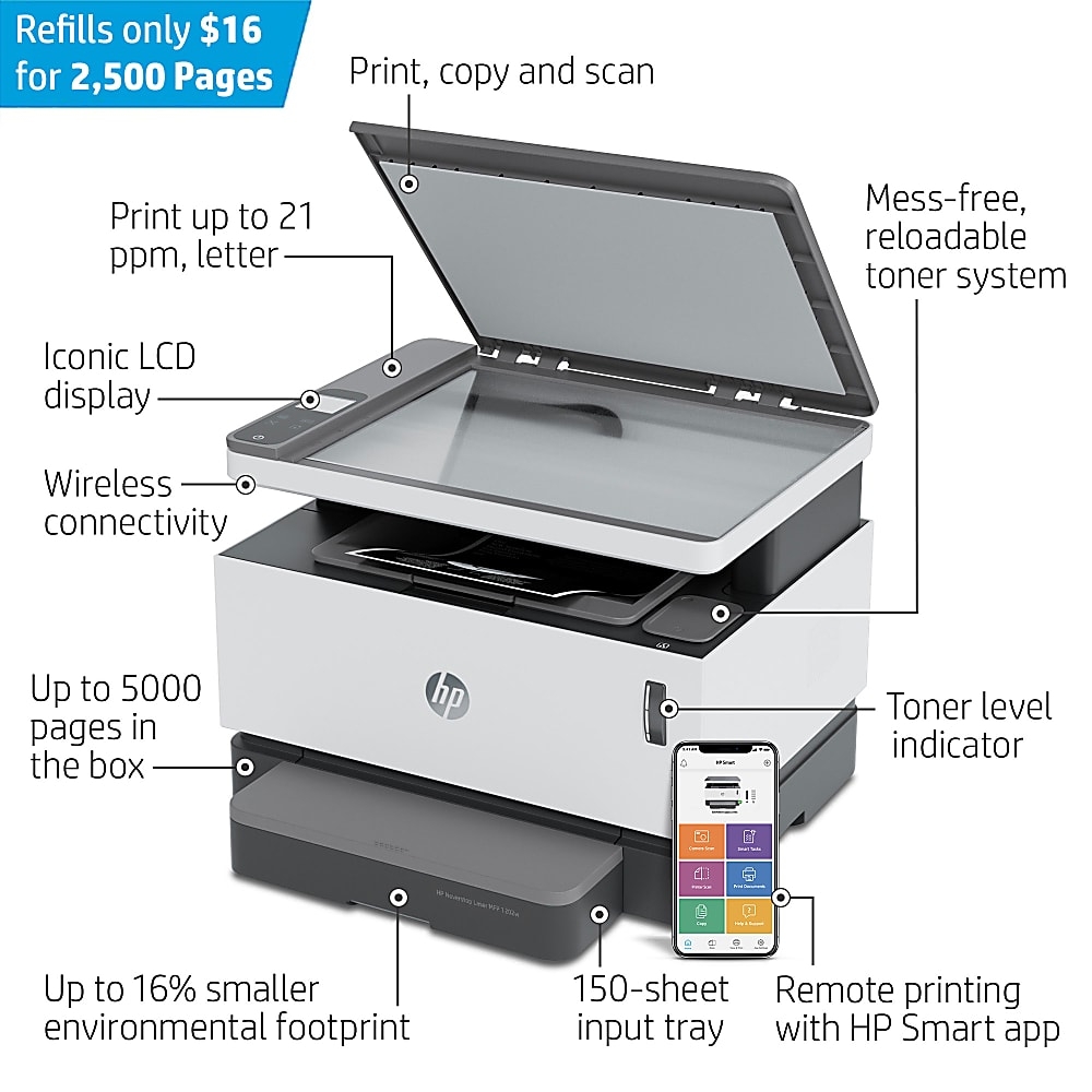 HP Neverstop MFP 1202w Wireless Laser AllInOne Monochrome Refillable Tank Printer Best Deals