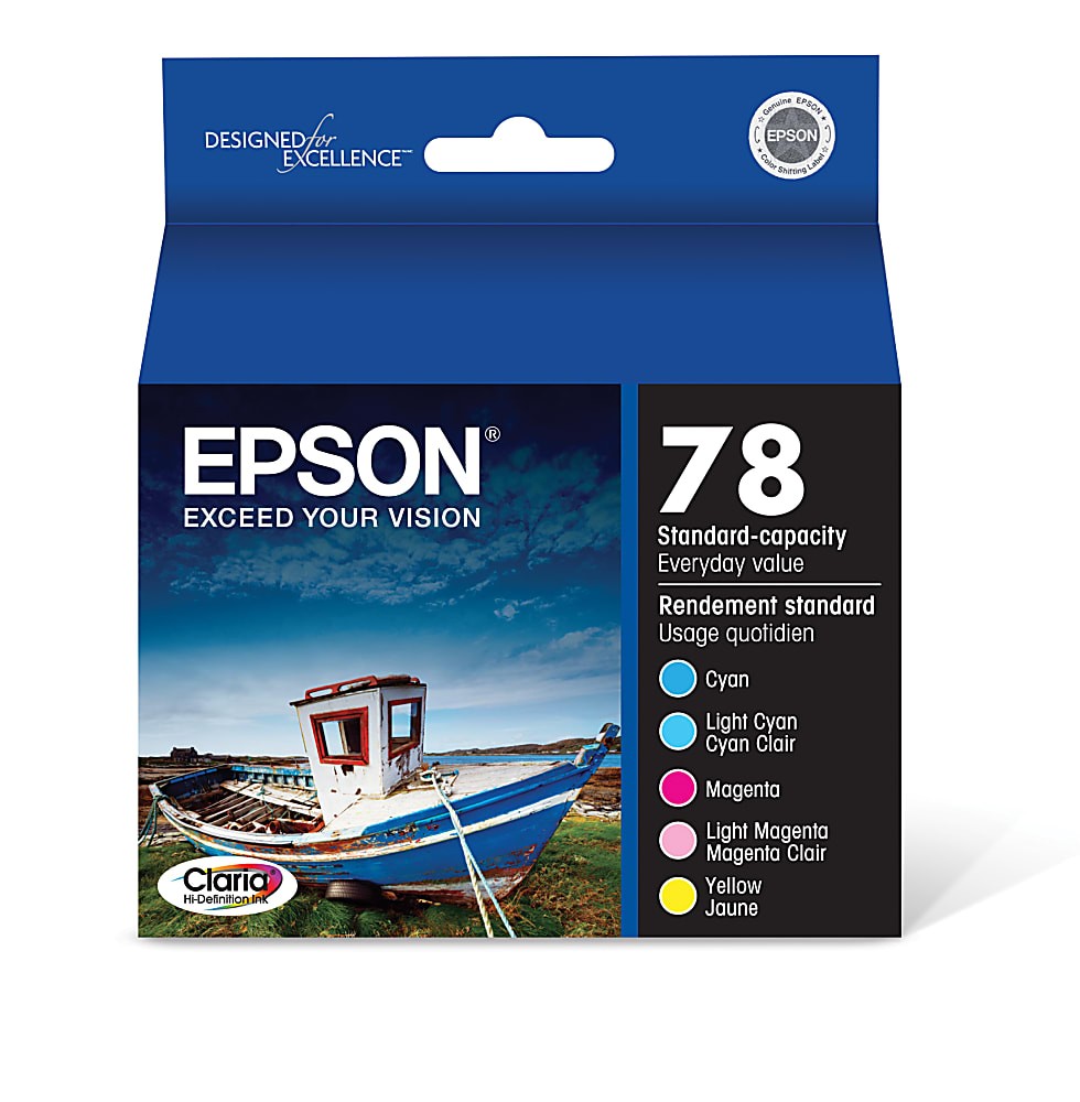Epson® 78 Claria® Cyan, Light Cyan, Magenta, Light Magenta, Yellow Ink ...
