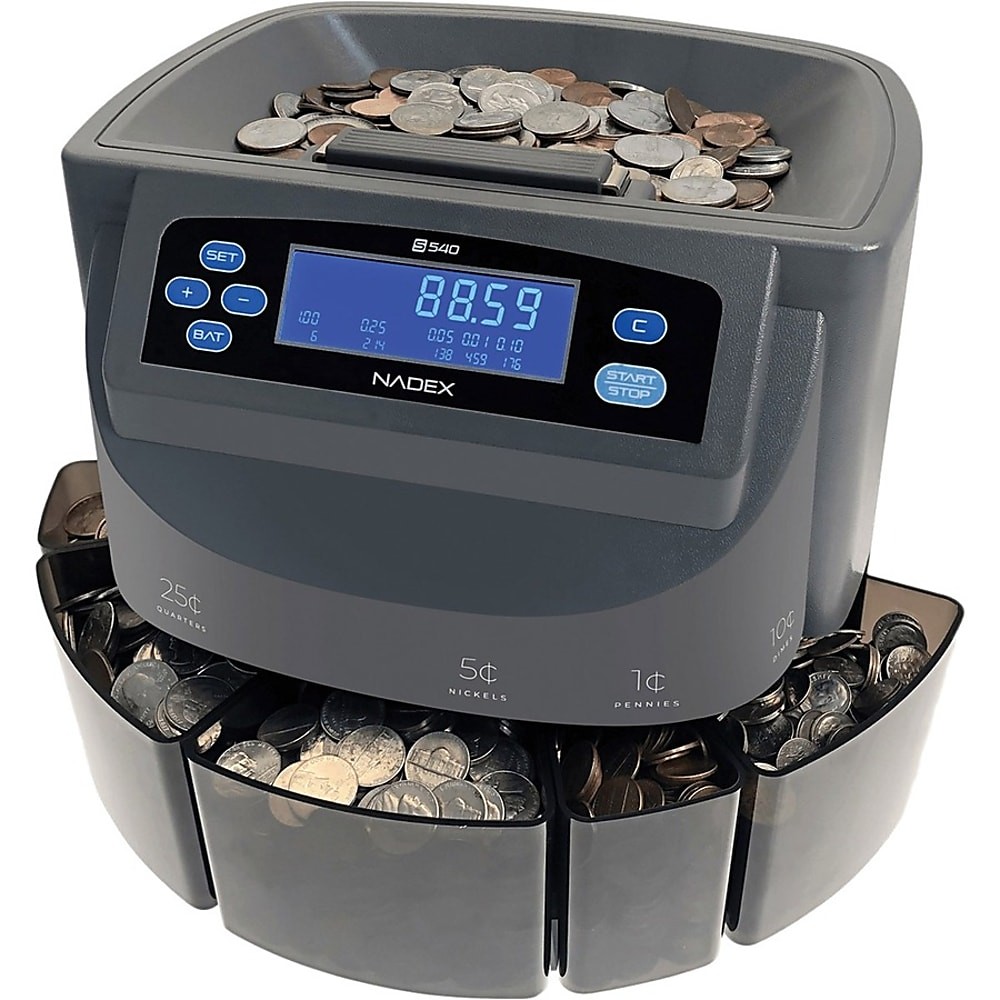 Nadex Coins S540 Coin Counting Sorter and Coin Roll Wrapper Gray Best