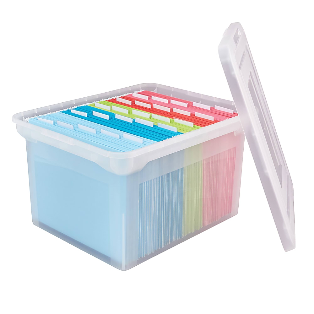 Really Useful Box Plastic Storage Container With Built In Handles And Snap  Lid 17 Liters 17 14 x 14 x 7 Blue - Office Depot