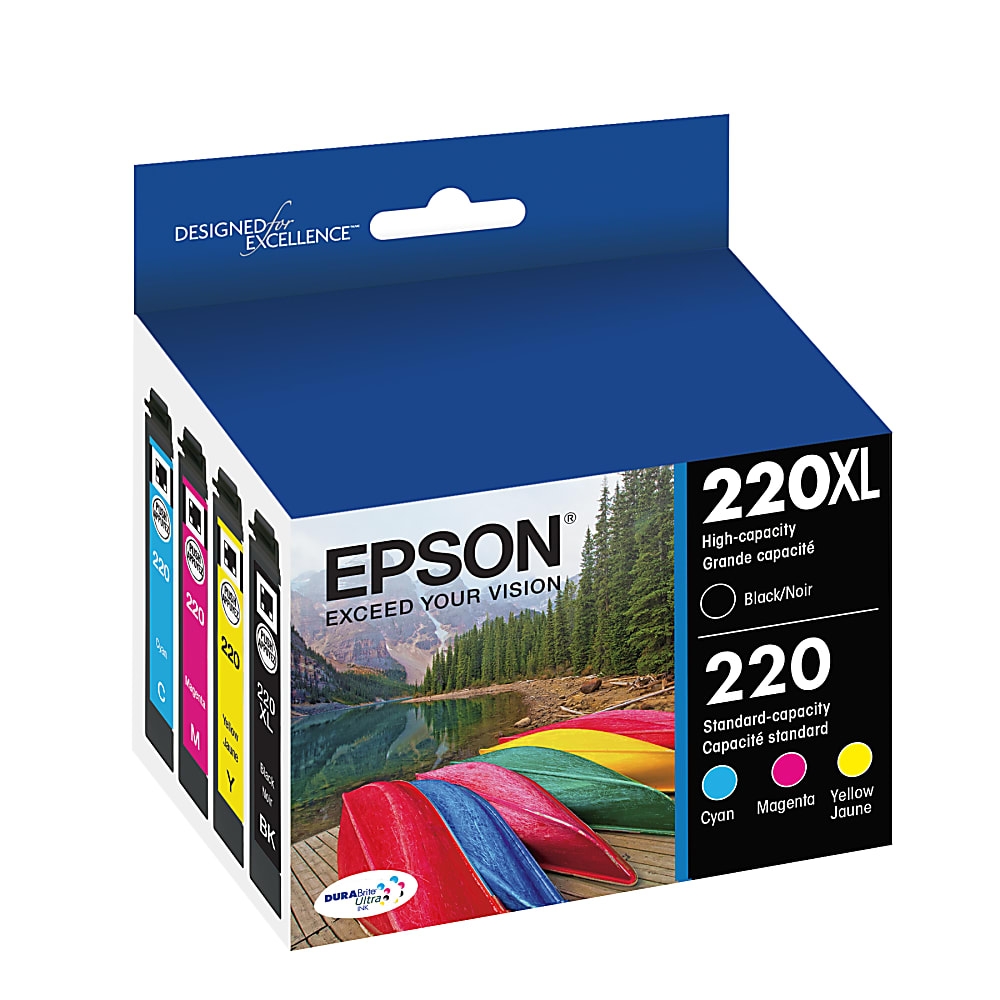 Epson® 220xl220 Durabrite® High Yield Black And Cyan Magenta Yellow Ink Cartridges Pack Of 4 