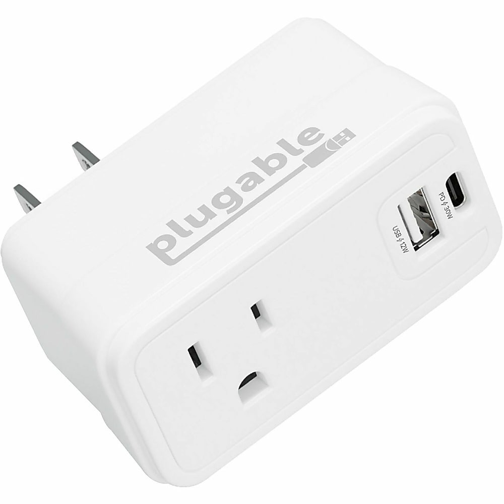 Plugable Wall Outlet Extender with 1x USBC and 1x USB, 32W USB C