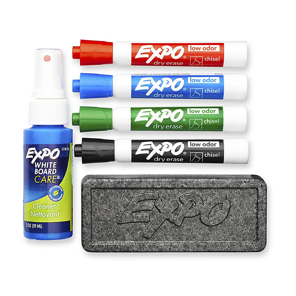 EXPO® DryErase Starter Kit, Low Odor, ChiselTip, Assorted Ink Colors