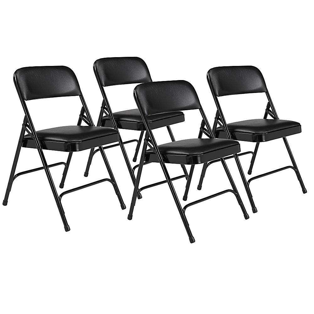 National Public Seating Series 1200 Folding Chairs, Black, Set Of 4