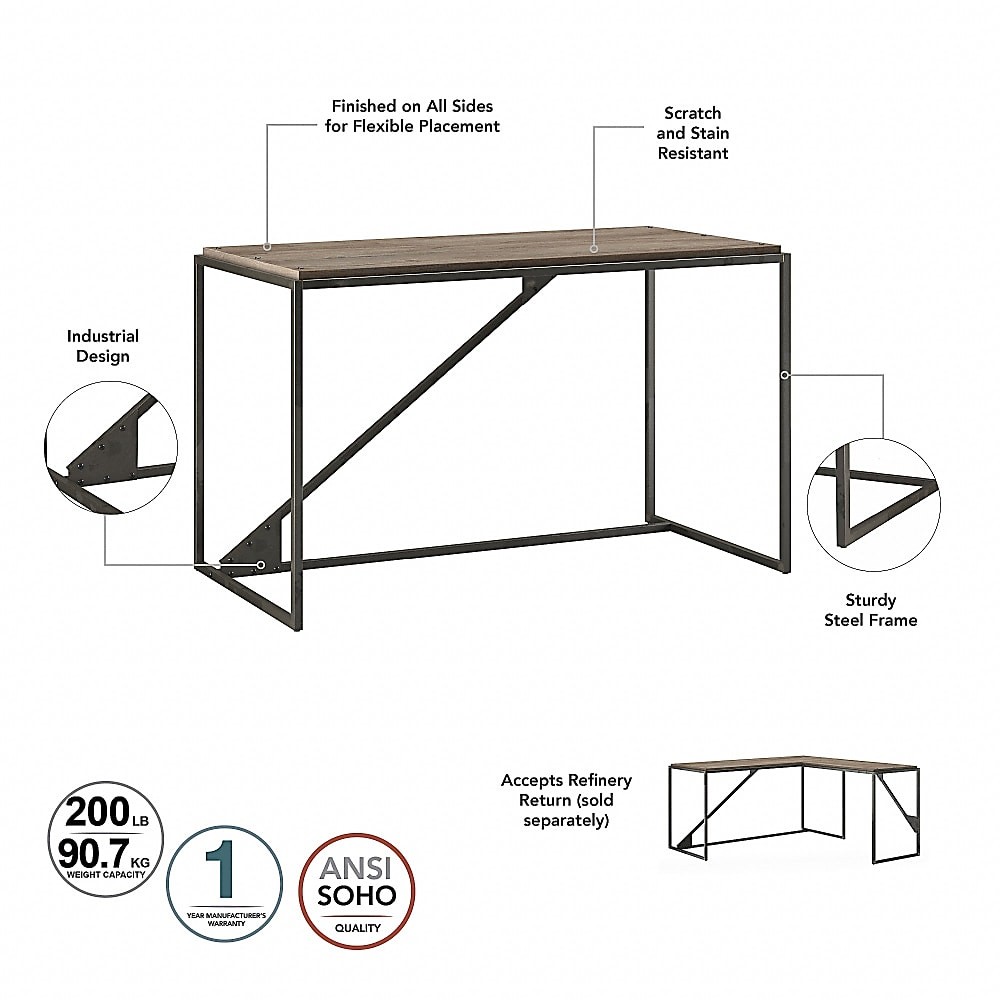 Bush Furniture Refinery 2Person Industrial Desk Set With Lateral File