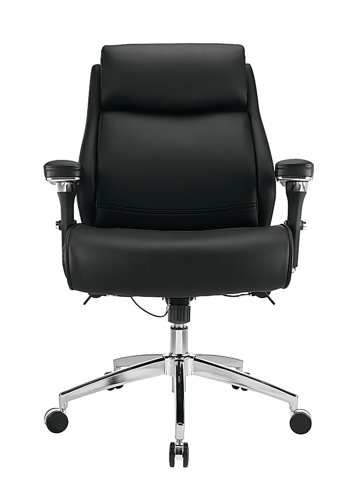 RealspaceÂ® Modern Comfort Keera Bonded Leather Mid-Back Manager's Chair, Onyx/Chrome, BIFMA 