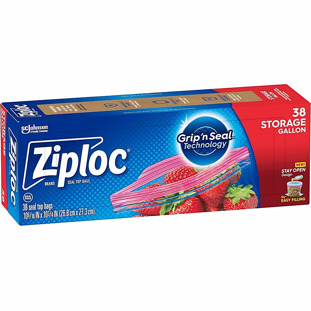 Ziploc Stand-Up Storage Bags - Blue - 9/Carton - Kitchen Ziploc Stand-Up Storage Bags - Blue - 9/Carton - Kitchen