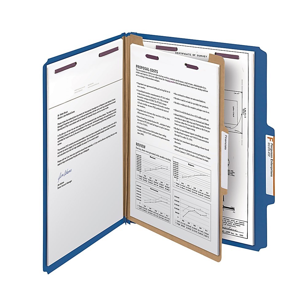 Smead® Classification Folders, Pressboard With SafeSHIELD® Fasteners, 1